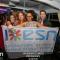 Group photo of people having fun and holding an ESN flag