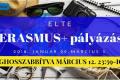 Facebook cover photo of the event called ELTE Erasmus+ pályázás január 29-március 12..